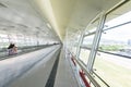 Moving escalator in an airport Royalty Free Stock Photo