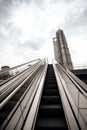 Moving escalator in city outdoor Royalty Free Stock Photo