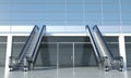 Moving escalator and modern office building Royalty Free Stock Photo