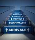 Moving escalator stairs to arrivals, airport concept Royalty Free Stock Photo