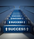 Moving escalator stairs to success, concept Royalty Free Stock Photo