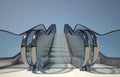 Moving escalators stairs, modern office building Royalty Free Stock Photo
