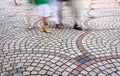 Moving Feet on paved Street with motion blur