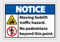 Moving forklift traffic hazard,No pedestrians beyond this point,Symbol Sign Isolate on transparent Background,Vector Illustration