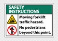 Moving forklift traffic hazard,No pedestrians beyond this point,Symbol Sign Isolate on transparent Background,Vector Illustration