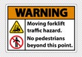 Moving forklift traffic hazard,No pedestrians beyond this point,Symbol Sign Isolate on transparent Background,Vector Illustration