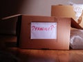 Moving fragile items with cardboard boxes and bubble wrap Royalty Free Stock Photo