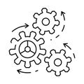 moving gears progress line icon vector illustration