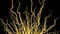 Moving growing roots on black background. Animation. Abstract animation of branching roots like live vines on black