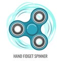 Moving hand fidget spinner color blue vector toy