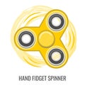 Moving hand fidget spinner color yellow vector toy