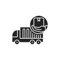 Moving Help black glyph icon. Help from the initial packing and wrapping to heavy lifting. Handyman services. Pictogram for web