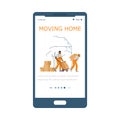 Moving Home company application onboarding page, flat vector illustration.
