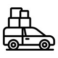 Moving house car icon outline vector. Move home