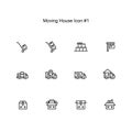 Moving house and relocation icon set design. simple clean monoline illustration