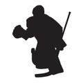 Moving ice hockey goalie, vector silhouette Royalty Free Stock Photo