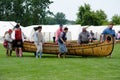 Moving a large hollowed canoe