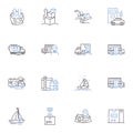 Moving line icons collection. Relocation, Packing, Loading, Unpacking, Moving truck, Transportation, Movers vector and