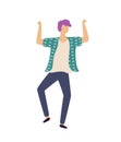 Dancing Boy with Rising Hands, Guy Dancer Vector