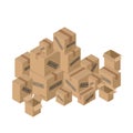 Moving many of cardboard boxes. Paper packaging for things. Royalty Free Stock Photo