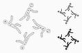 4 Moving Men Vector Mesh Network Model and Triangle Mosaic Icon Royalty Free Stock Photo