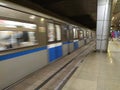 A moving metro train in kazan. Cityscape. Metro Royalty Free Stock Photo