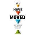 We are moving minimalistic white flyer template with triangle arrows