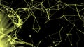 Moving molecular chains in computer. Motion. 3D lines in plexuses move in computer space. Geometric plexuses of lines