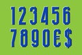 Moving numbers and currency signs. Optical illusion font symbols