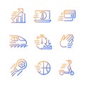 Moving objects gradient linear vector icons set