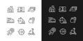 Moving objects pixel perfect linear icons set for dark, light mode