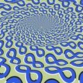 Moving optical illusion vector abstraction. Splash on the surface of blue green Infinity symbol pattern