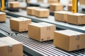 Cardboard Boxes on Conveyor in Modern Warehouse Royalty Free Stock Photo