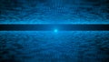 Moving particles on a blue background. Futuristic illustration. The matrix. Corrupted code. 3d rendering