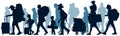 Moving people. Crowd human emigration. Silhouette vector illustration