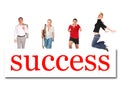 Moving people to success word board collage