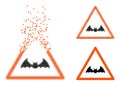 Moving Pixel Bat Warning Glyph with Halftone Version