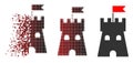 Moving Pixel Halftone Fortress Tower Icon