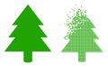 Moving Pixelated and Original Fir Tree Icon