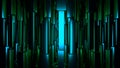 Moving rows of 3d lines in space. Design. Corridor with many intersecting rows of lines. 3D space with target and moving Royalty Free Stock Photo