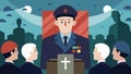 A moving sermon about sacrifice and service delivered by a veteran who fought in a foreign war.. Vector illustration.