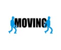 Moving service logo Delivery sign. Two Movers. Porters carry symbol. Loader mover man holding. Royalty Free Stock Photo