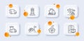 Moving service, Packing things and Lighthouse line icons pack. For web app. 3d glass buttons. Vector