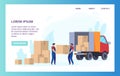Moving service website, transportation and relocation company, vector illustration