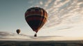 A moving shot of a hot air balloon soaring in the sky created with Generative AI