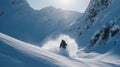 A moving shot of a person skiing down a mountain created with Generative AI