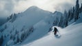 A moving shot of a person skiing down a mountain created with Generative AI