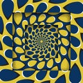 Moving square frames with a circular spiral pattern. Optical illusion background