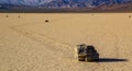 Moving Stones at the Racetrack Playa in Death Valley California with a depth of field Royalty Free Stock Photo