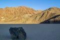 Moving Stones at the Racetrack Playa in Death Valley California with a depth of field Royalty Free Stock Photo